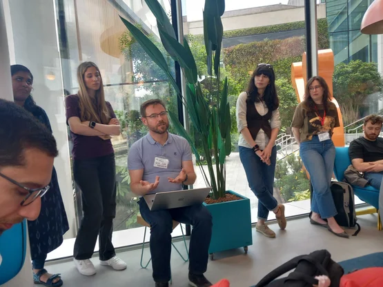 Photo of Members of HubSpot's Flywheel Technology team at the Flywheel AI Hackathon