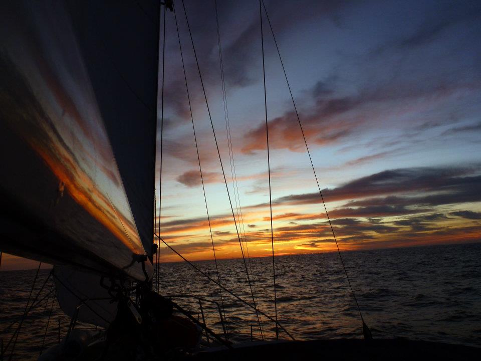 The sunset as seen from a boat off of the Canary Islands.
