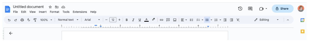 Google Docs toolbar