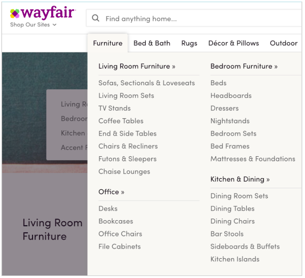 Wayfair Navigation