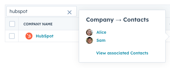 A single HubSpot company with two contacts